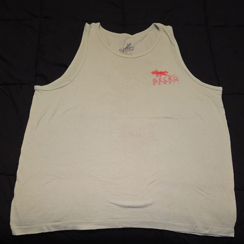 Gecko Hawaii White Tank Top for Men